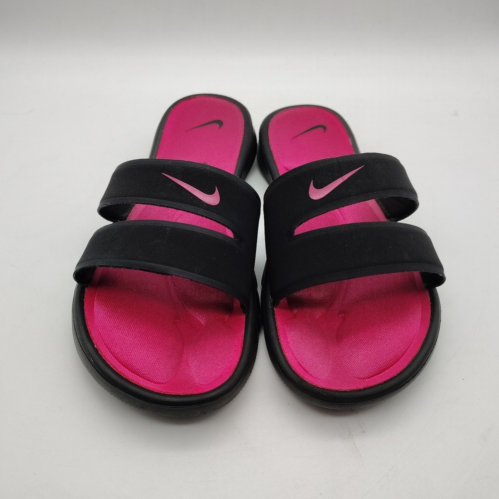 Nike Ultra Comfort Footbed Hot Pink And Black Straps Sandals Size 8 - Picture 4 of 6